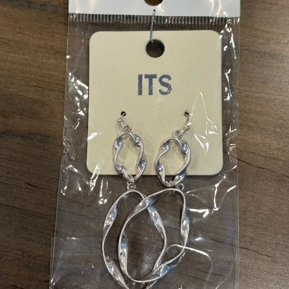 !it jeans Silver Organic Link Drop Earrings